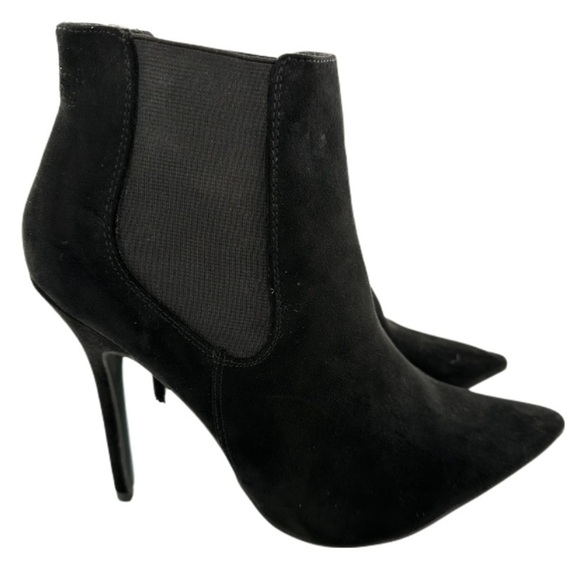 New look womens pointy toe ankle boots size 40 black faux suede stilettos - Picture 13 of 13